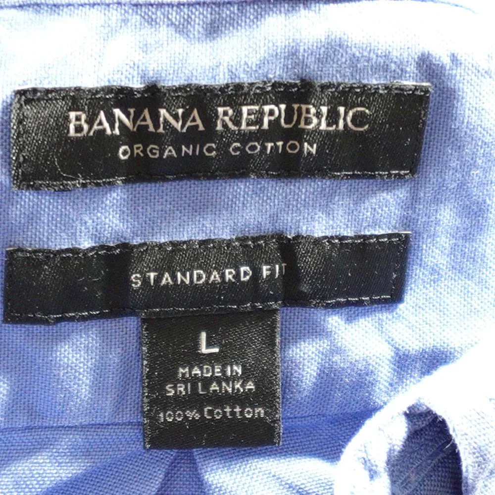 Banana Republic Shirt Mens Large Blue Organic Cotton Standard Fit Button Down